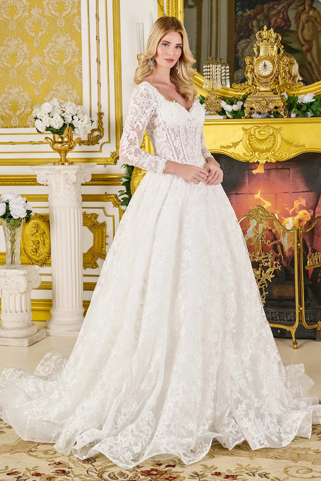Wedding Dresses Corset Beaded Long Formal Beaded Glitter Bridal Sequin Wedding Dress Off White