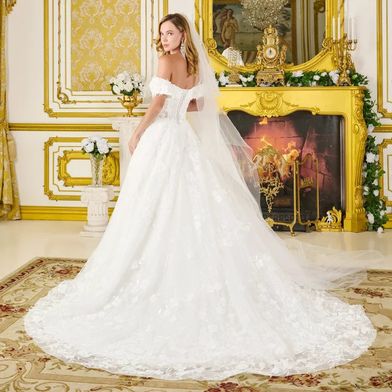 Wedding Dresses Glitter Ball Gown Bridal Sequin Beaded Wedding Dress Off White
