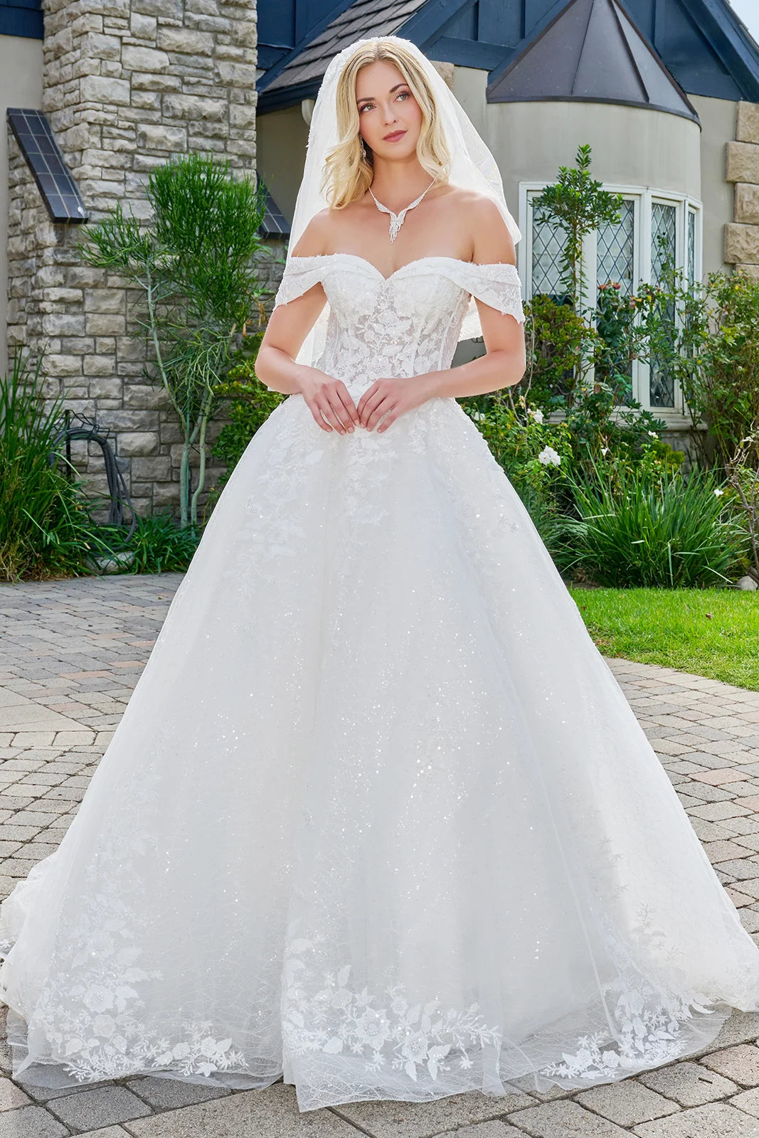 Wedding Dresses  Glitter Long Beaded Sequin Bridal Ball Gown Wedding Dress  Off White