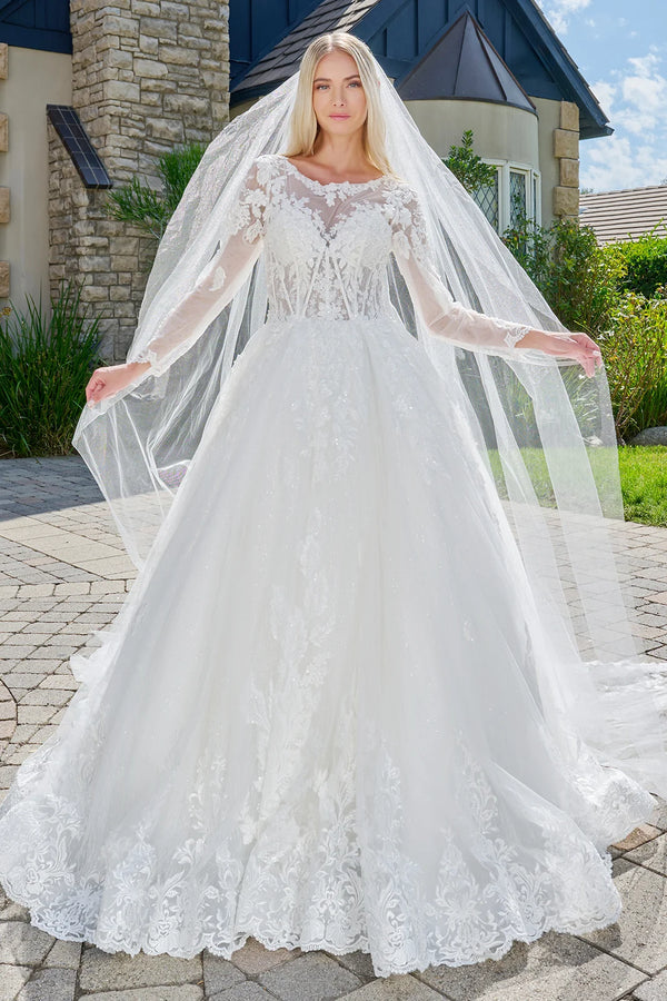 GLS GL3823 Long Ball Gown Beaded Bridal Sequin Dress
