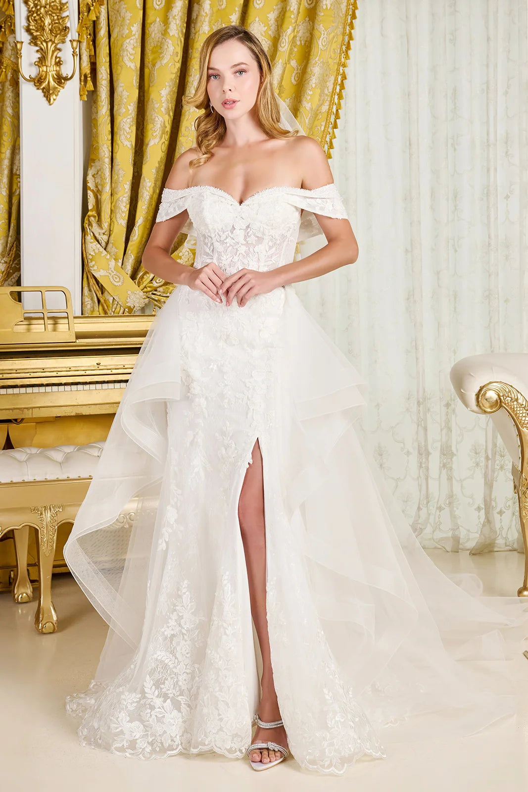 GLS GL3827 Lace Long Bridal Fitted Corset Sequin Wedding Dress The Dress Outlet GLS GL3827 Lace Long Bridal Fitted Corset Sequin Wedding Dress The Dress Outlet
