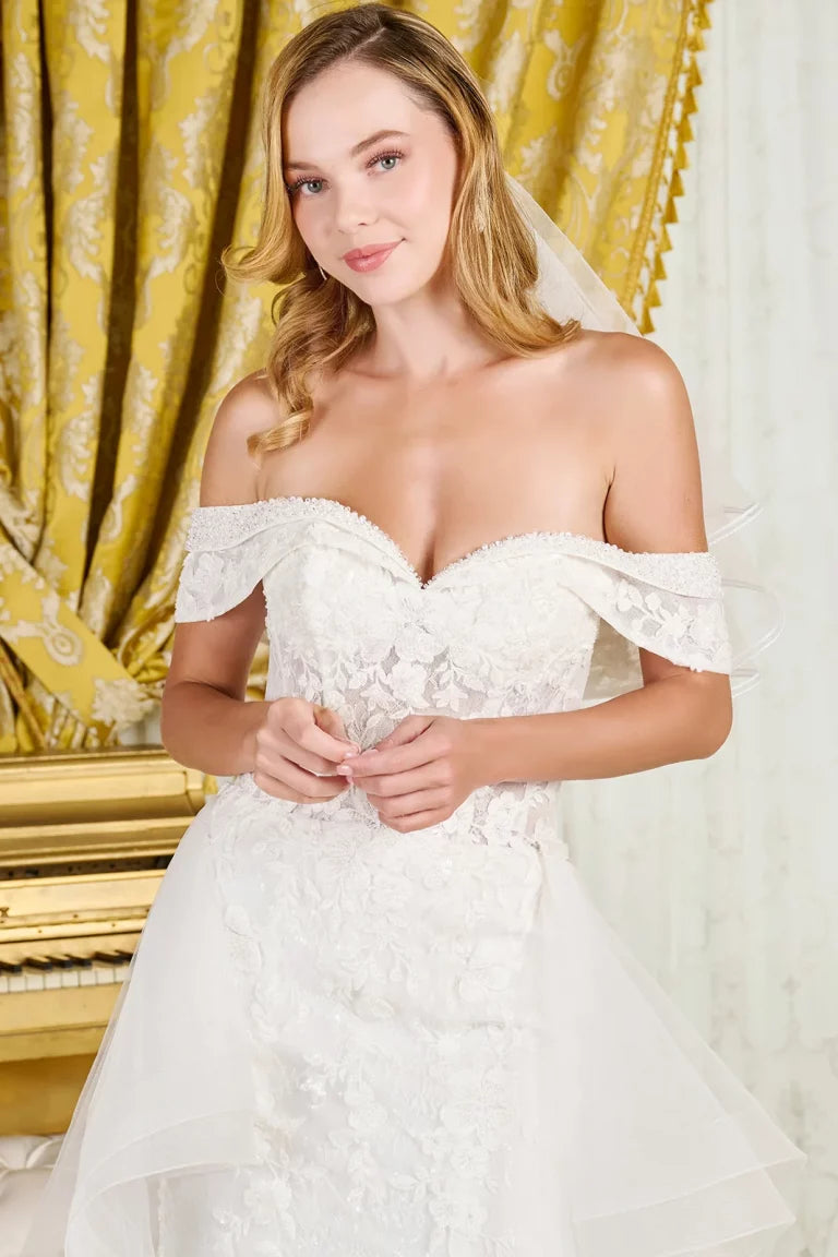 Wedding Dresses Lace Long Bridal Fitted Corset Sequin Wedding Dress Off White