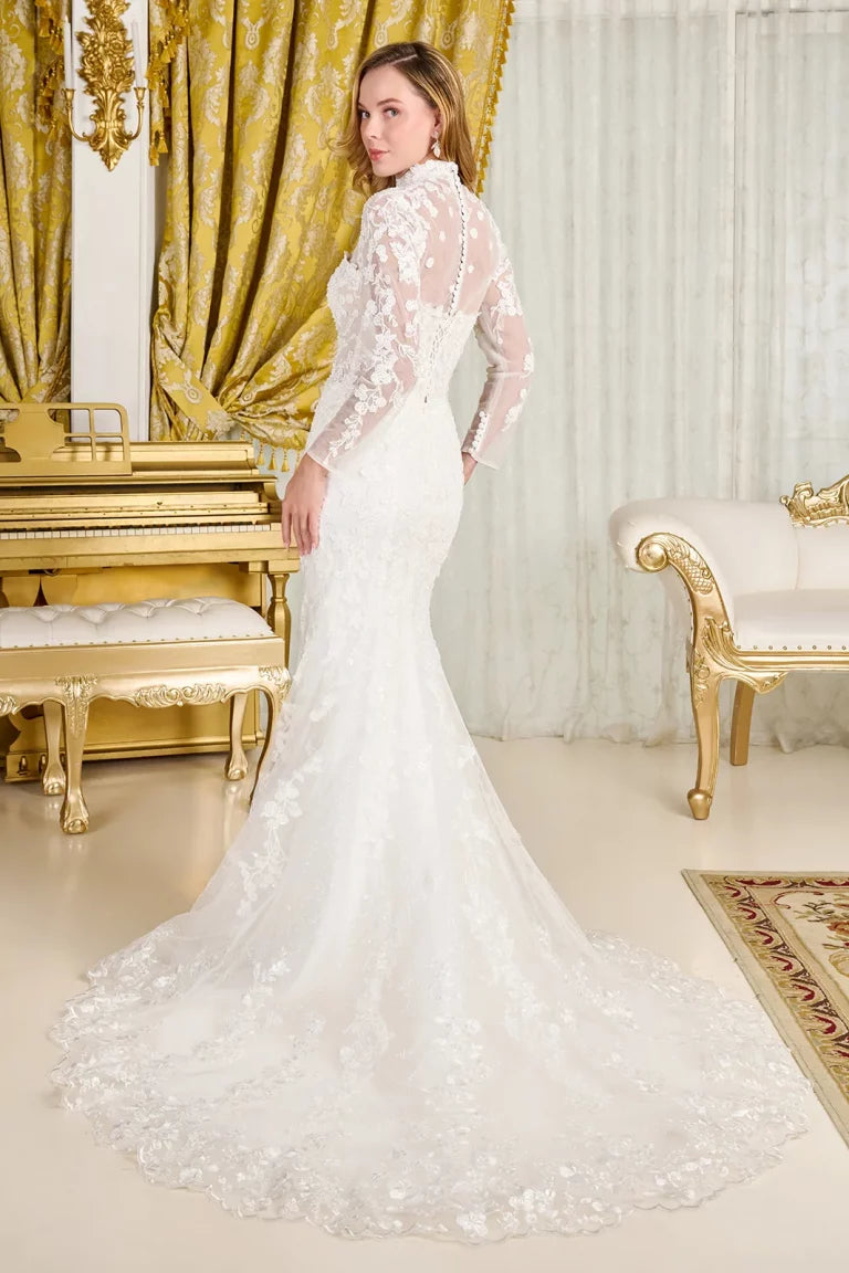 Wedding Dresses GLS GL3830 Beaded Applique Sequin Glitter Bridal Wedding Dress Off White