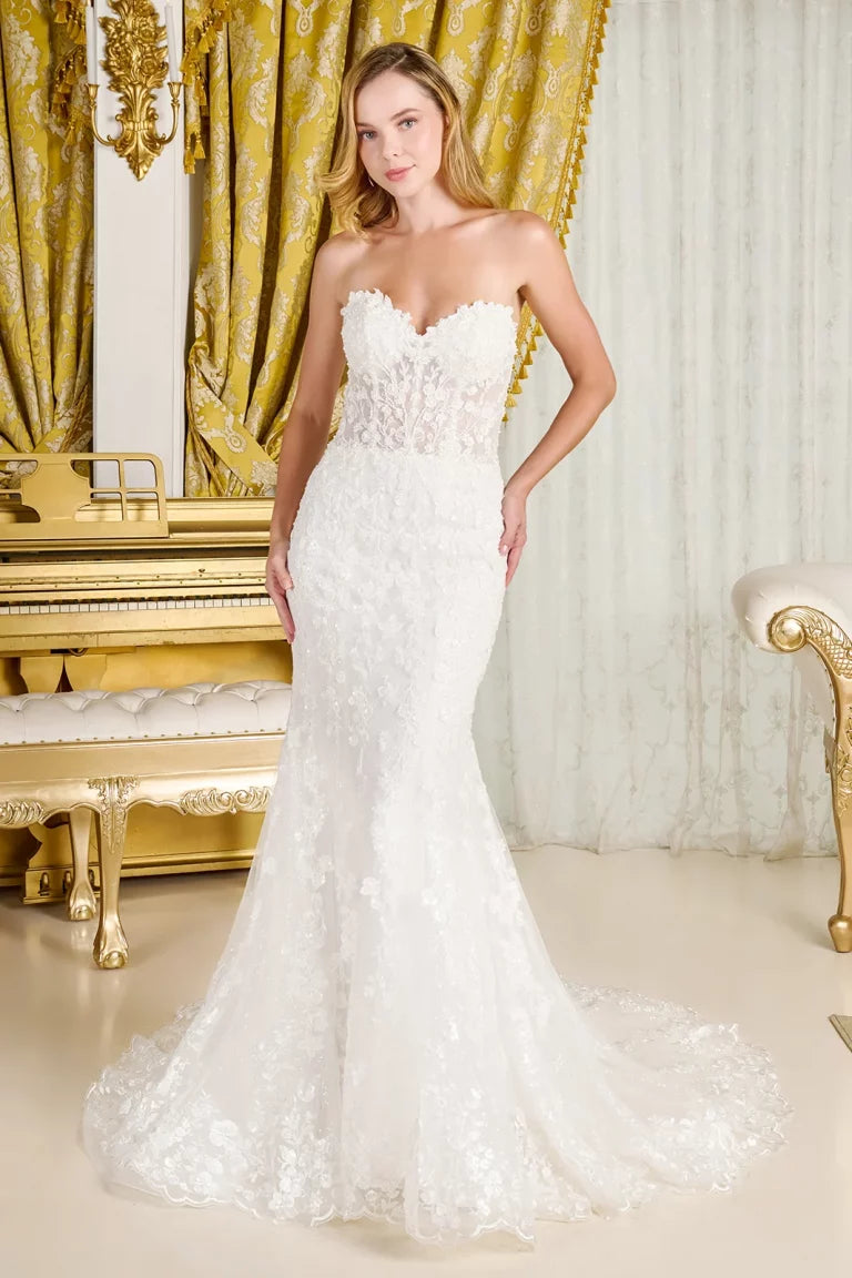 Wedding Dresses GLS GL3830 Beaded Applique Sequin Glitter Bridal Wedding Dress Off White