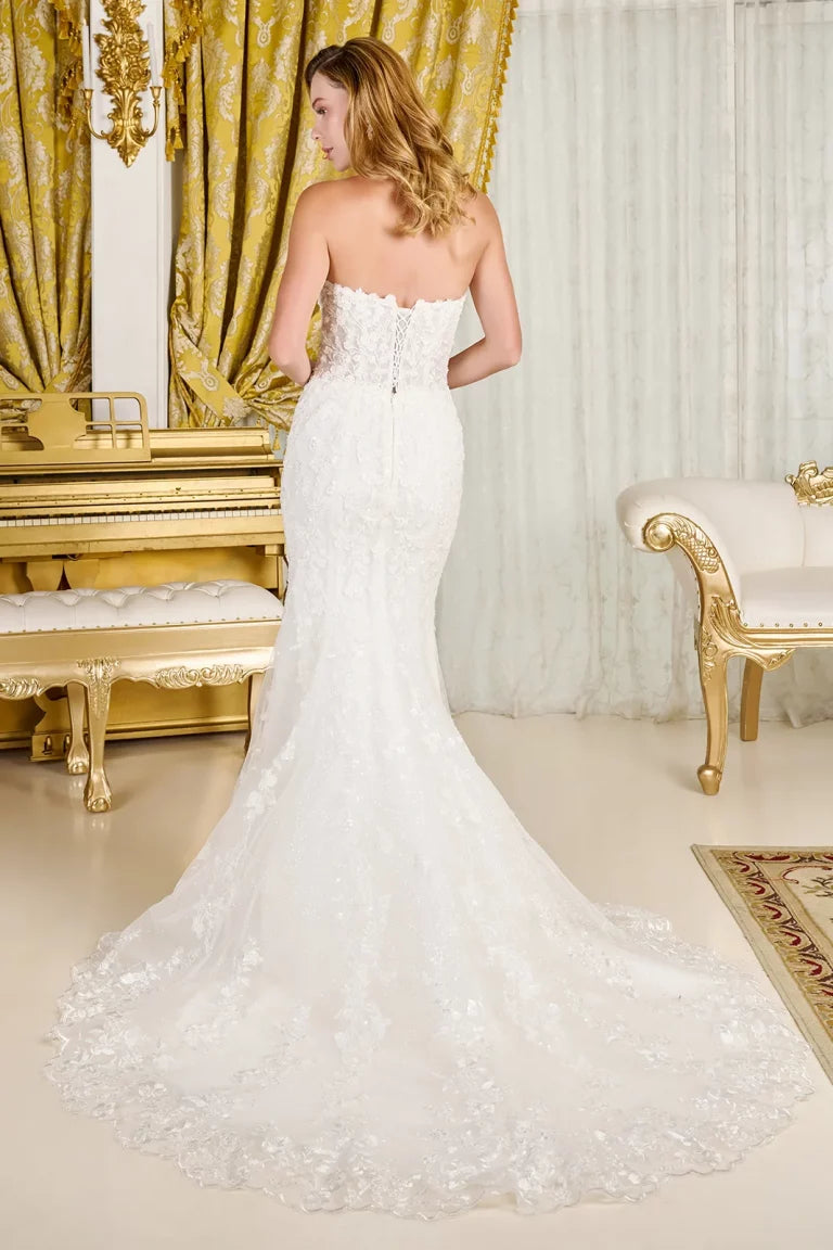 Wedding Dresses GLS GL3830 Beaded Applique Sequin Glitter Bridal Wedding Dress Off White