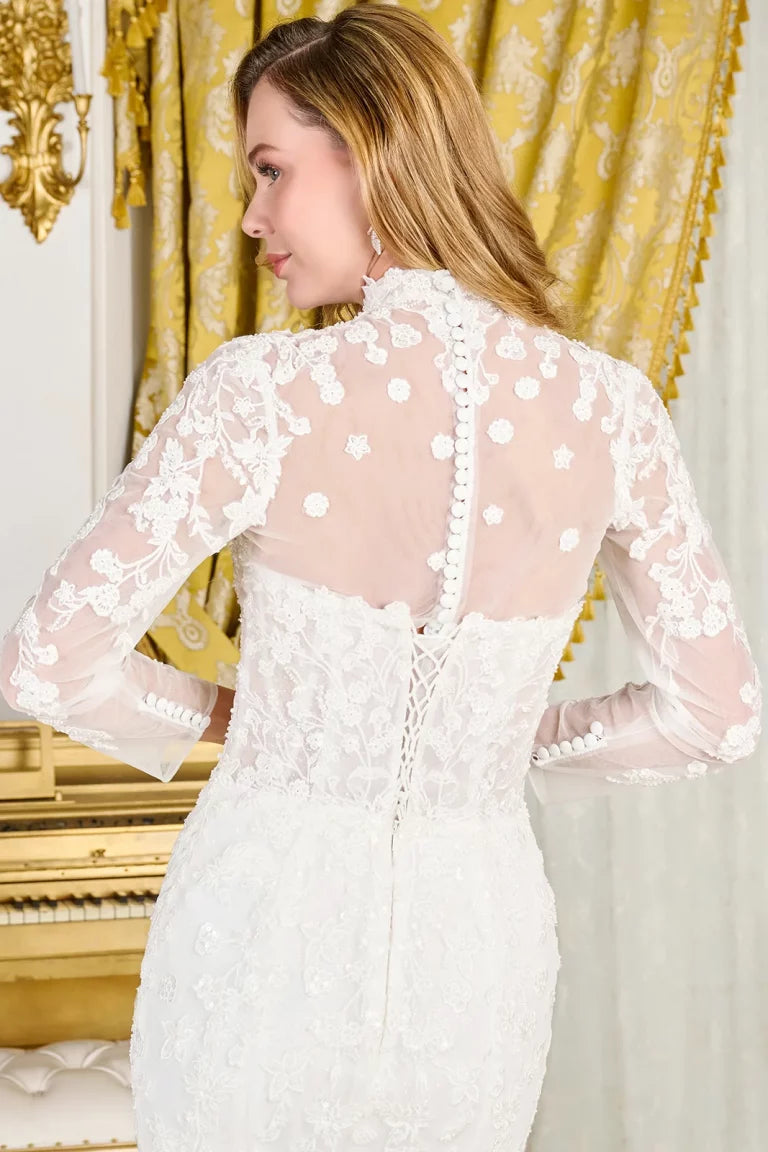Wedding Dresses GLS GL3830 Beaded Applique Sequin Glitter Bridal Wedding Dress Off White