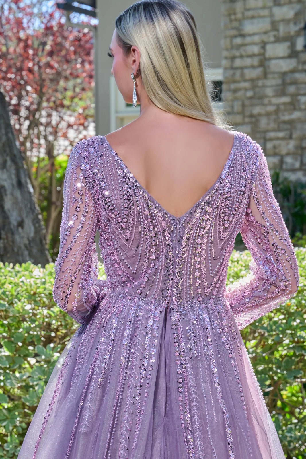 Mother of the Bride Dresses Long Mother of the Bride A Line Long Sleeve Beaded Sequin Dress Mauve