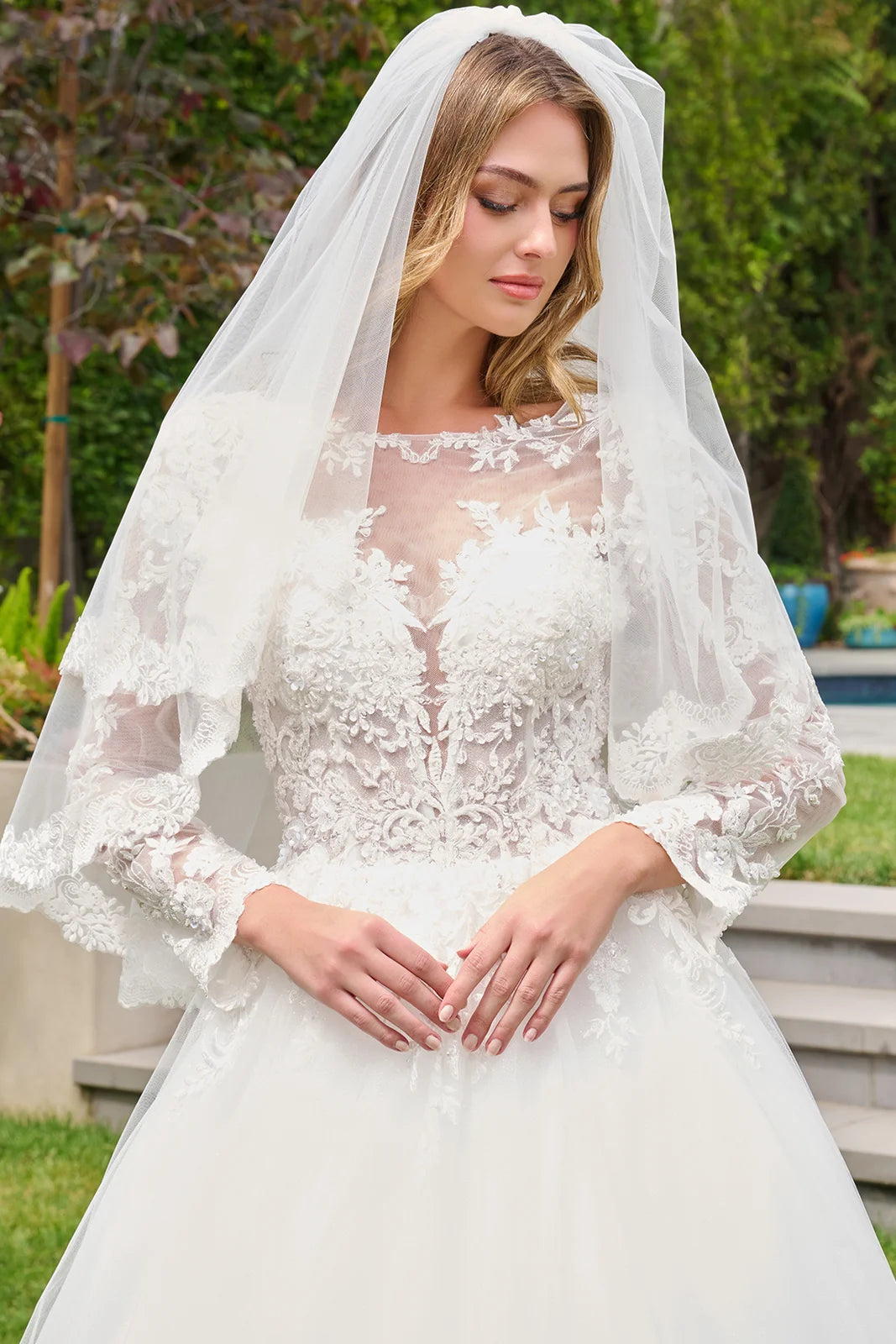 Illusion Floor-Length Lace Wedding Occasion Ball Gown GLS GL3843