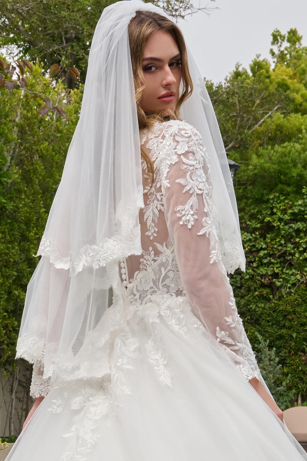 Illusion Floor-Length Lace Wedding Occasion Ball Gown GLS GL3843