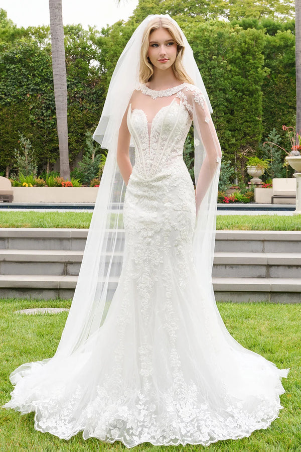 Illusion Floor-Length Lace Wedding Mermaid GLS GL3844