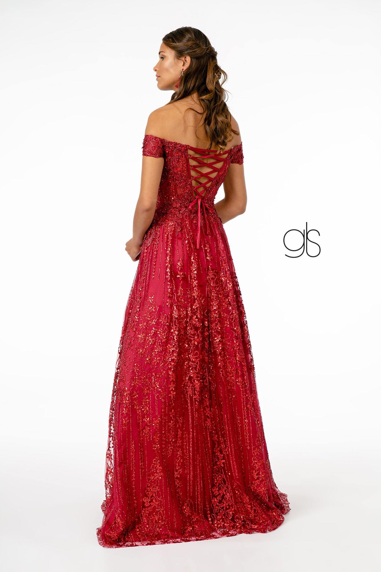 Glitter Embellished A-Line Prom Long Dress