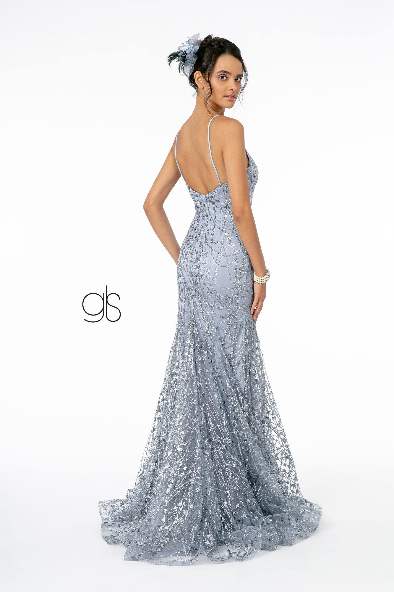 Glitter Fully Beaded Long Prom Dress