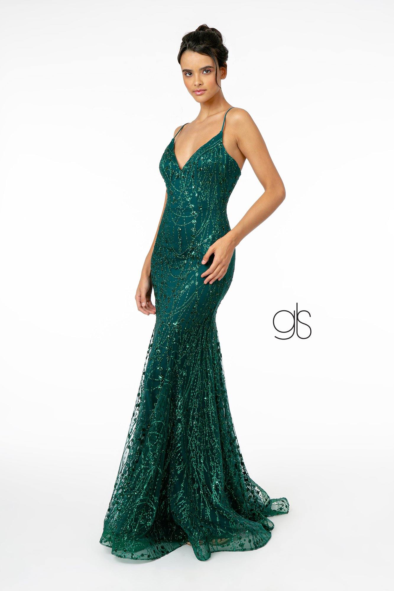 Glitter Fully Beaded Long Prom Dress