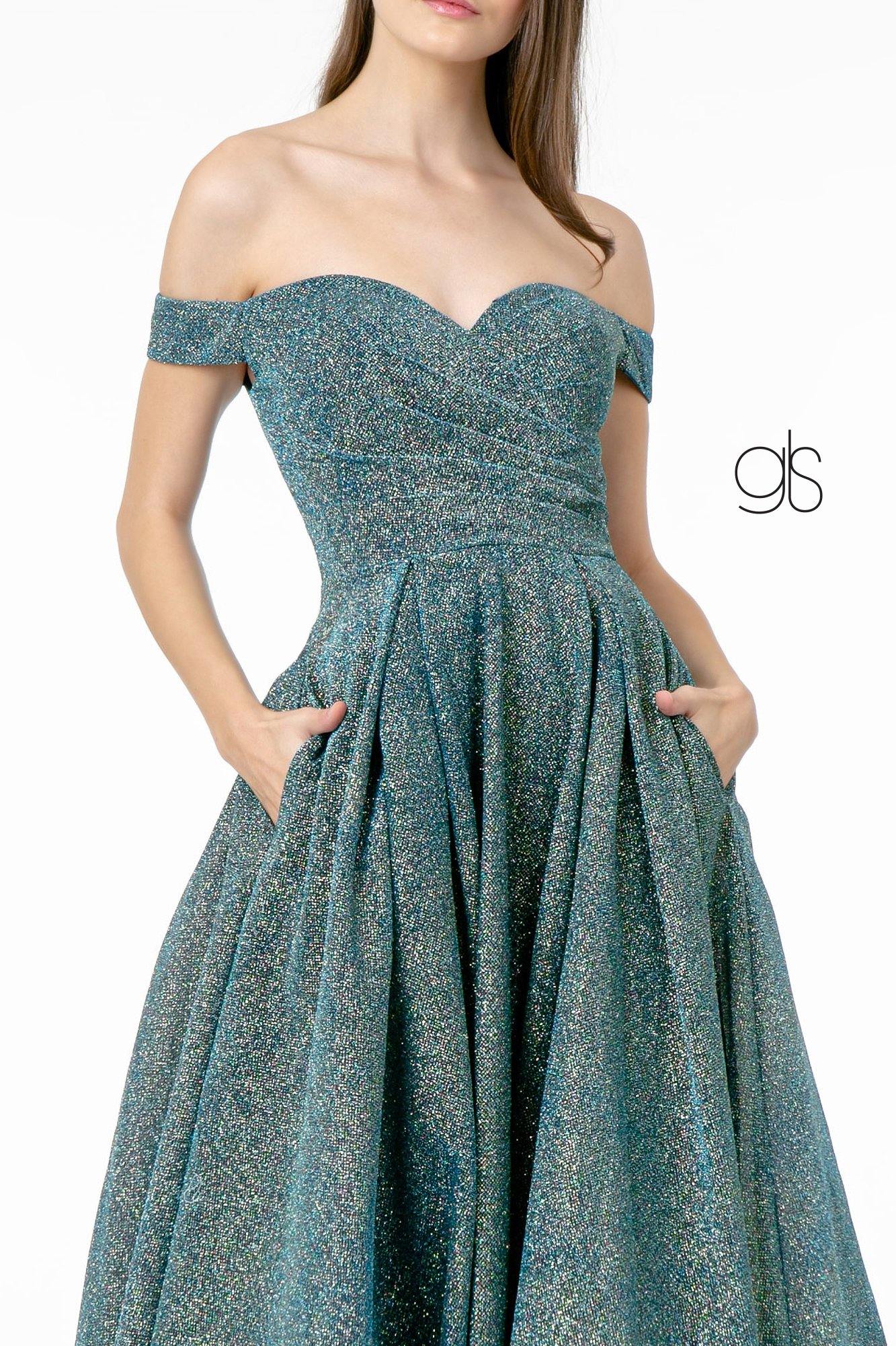 Glitter Lame Long Prom Dress