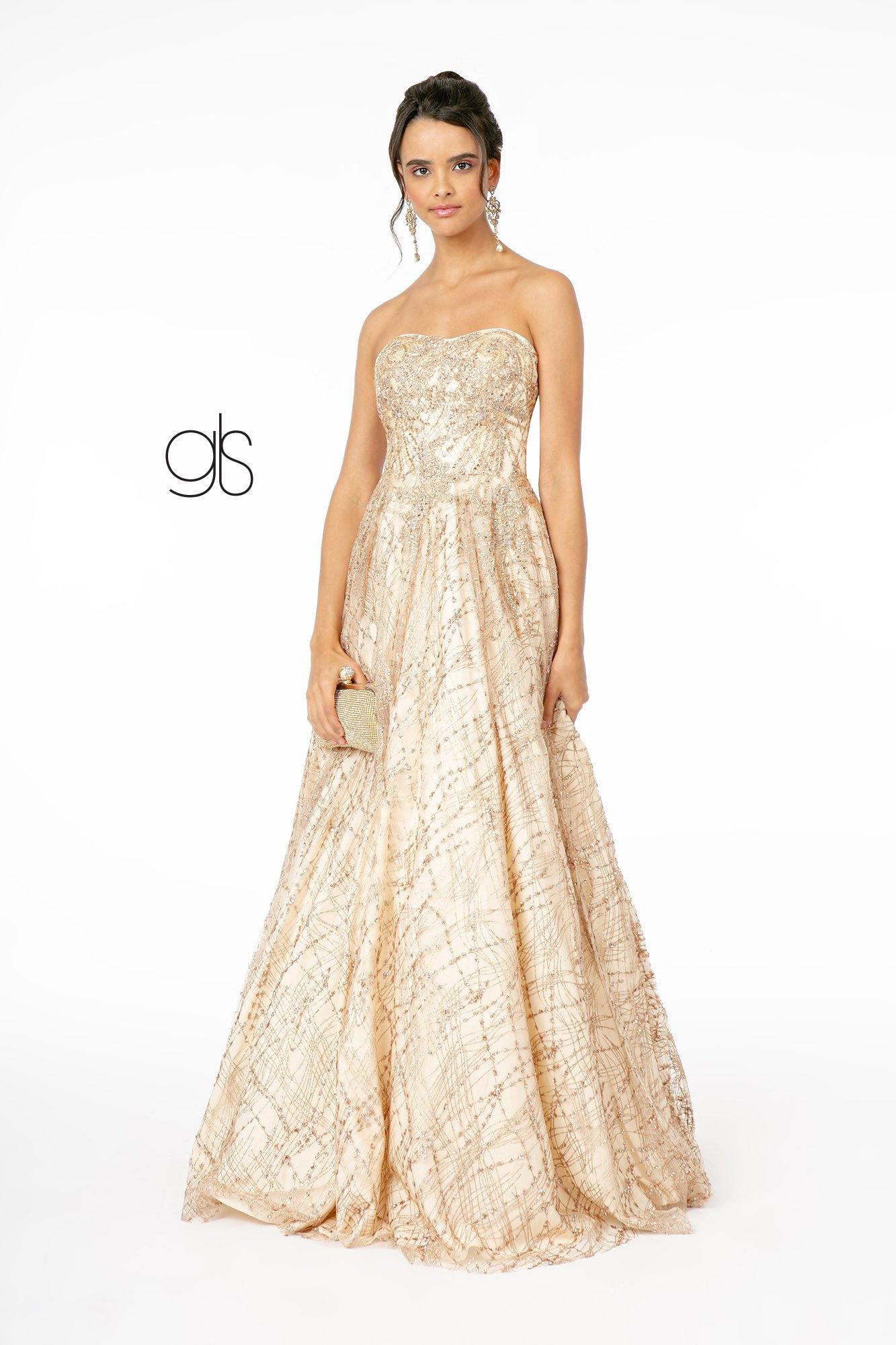 Silver Glitter Mesh A-Line Long Prom Dress for $250.99 – The Dress Outlet