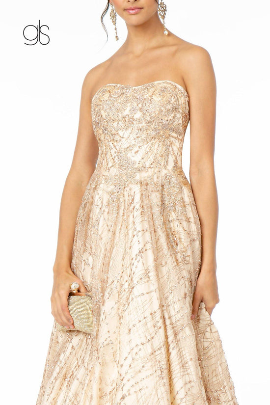 Silver Glitter Mesh A-Line Long Prom Dress for $250.99 – The Dress Outlet