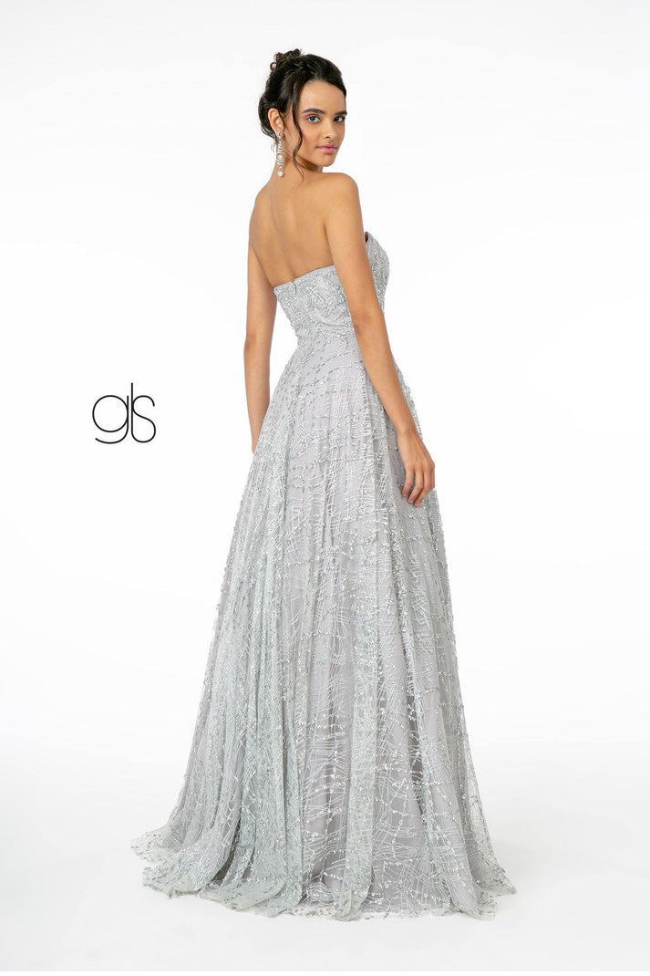 Glitter Sleeveless Black And Silver Sheath Long Prom Dress main image 1
