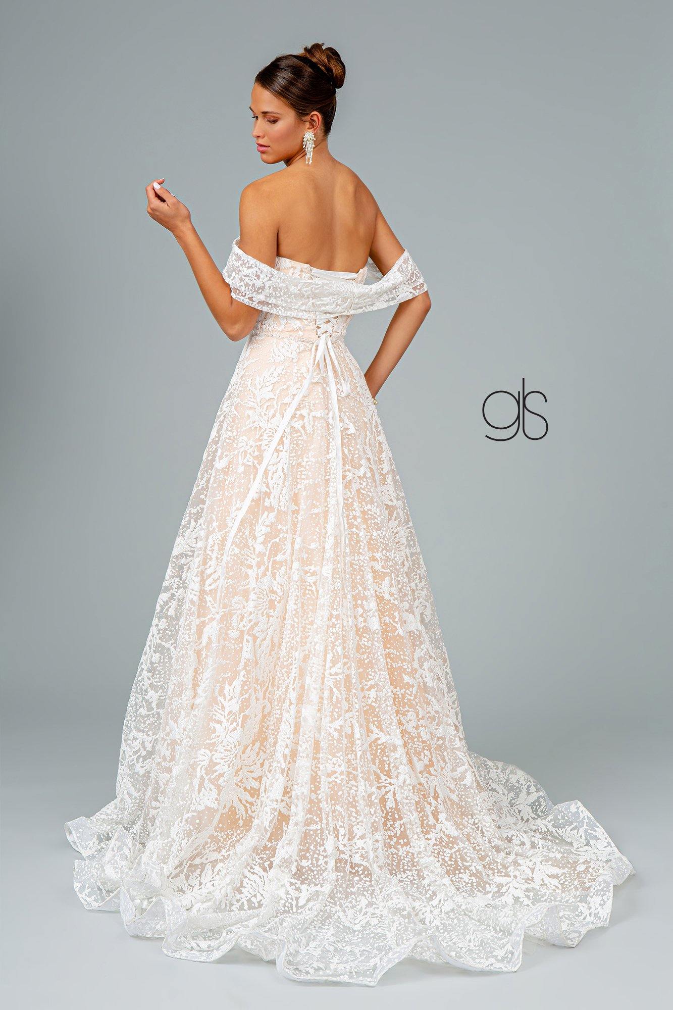 Glitter Mesh Sweetheart A-Line Long Prom Dress