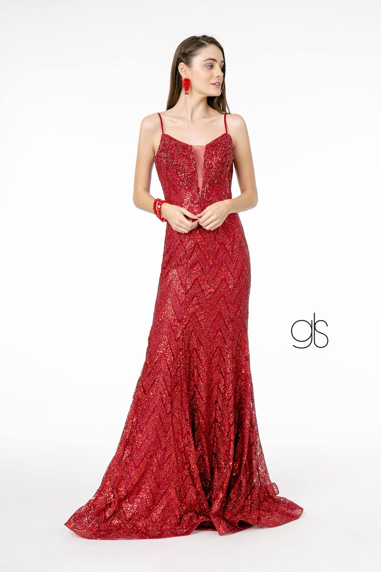 Glitter Sequin Mermaid Long Prom Dress - The Dress Outlet Elizabeth K