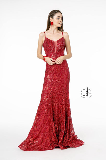 Glitter Sequin Mermaid Long Prom Dress - The Dress Outlet Elizabeth K