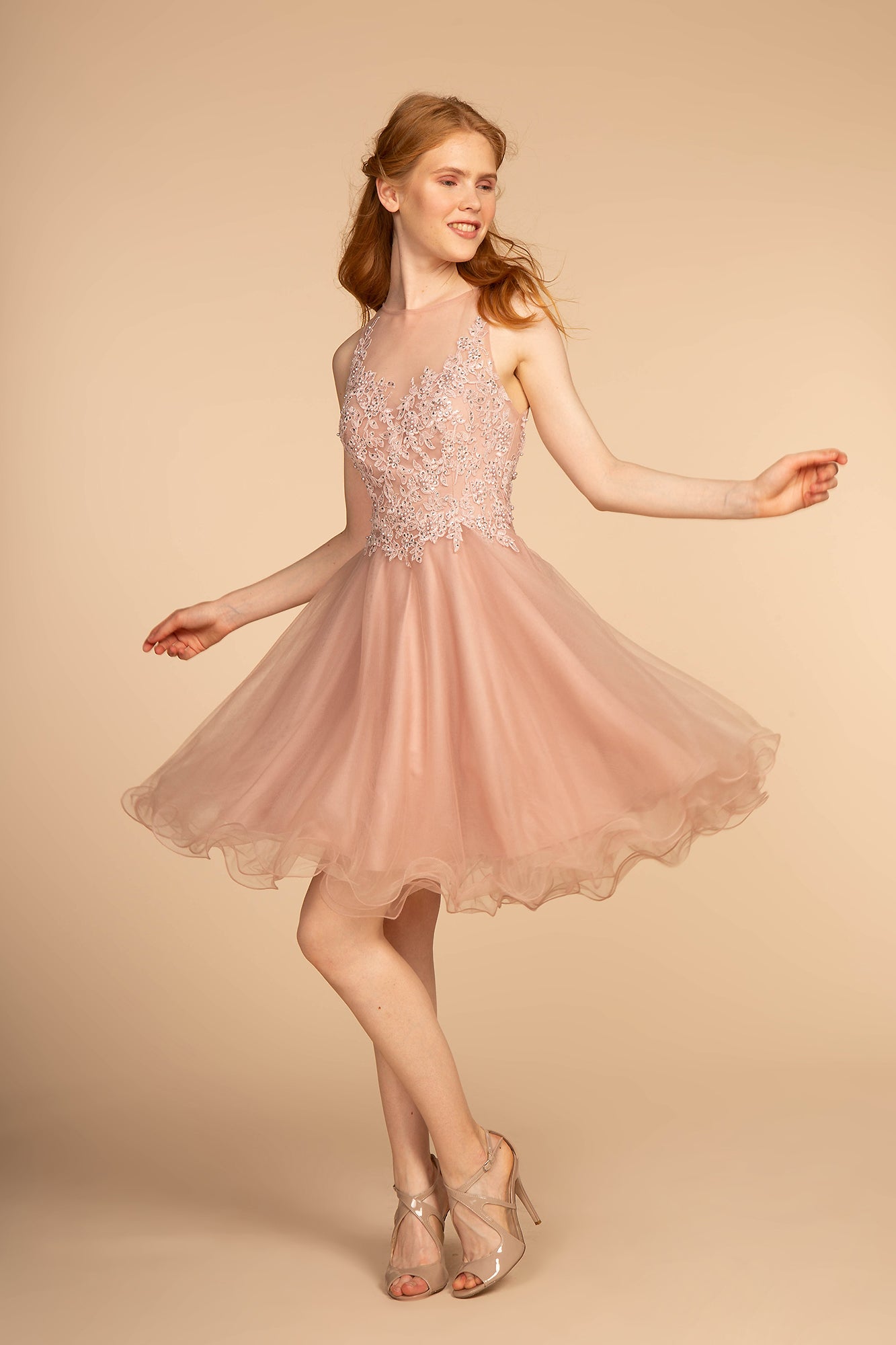 Short Beaded Cocktail Mini Dress