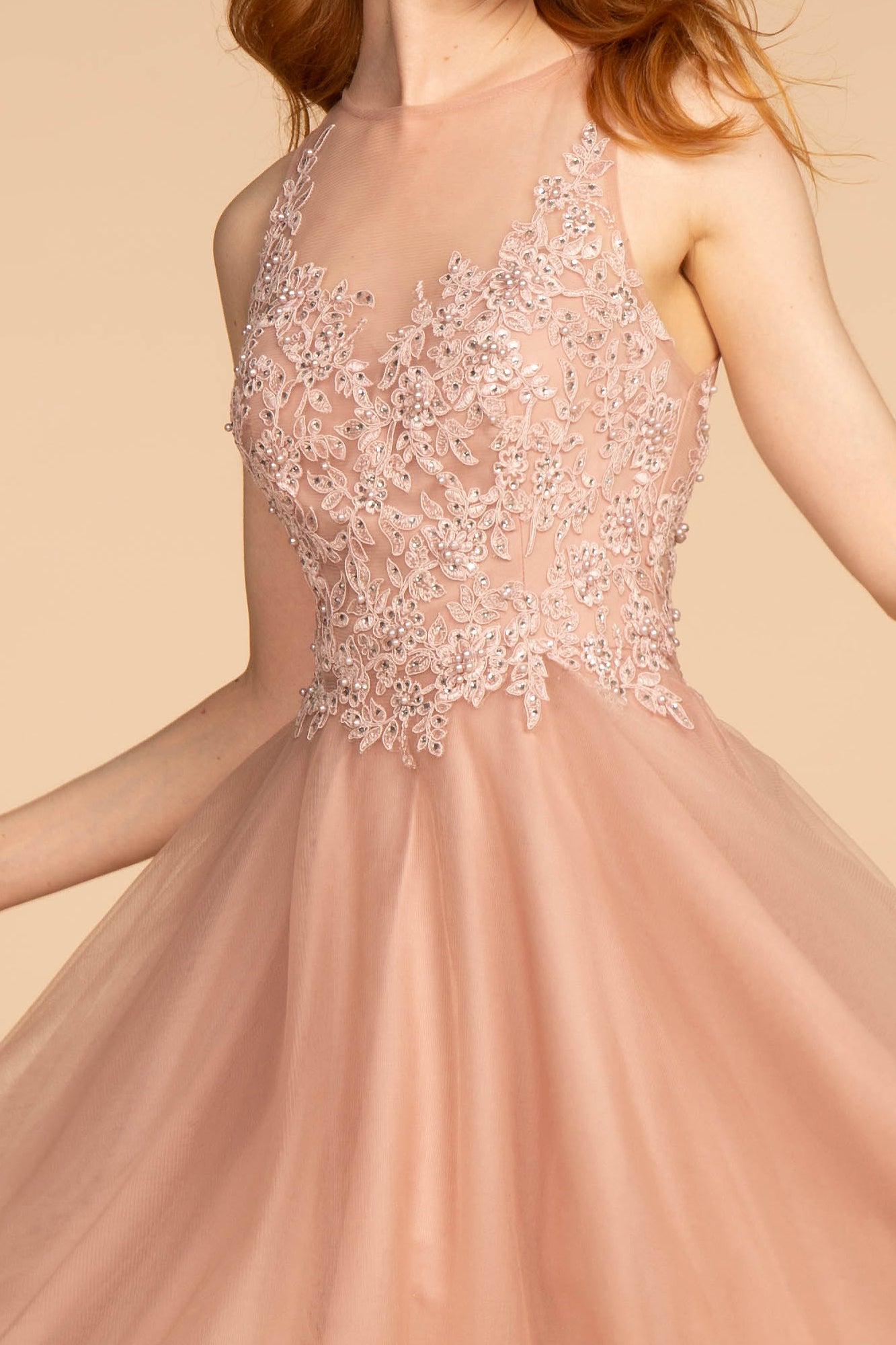 Short Beaded Cocktail Mini Dress