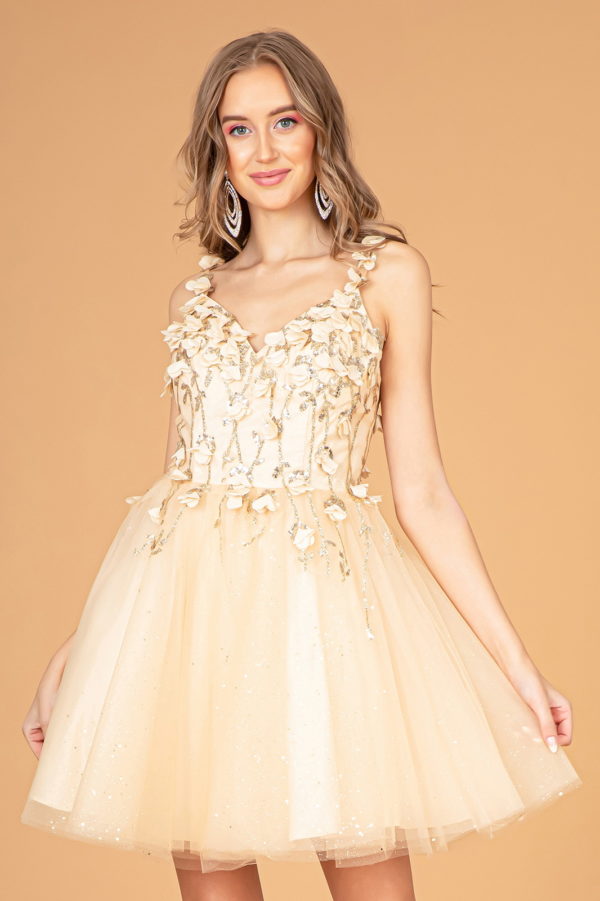 Blush Short Cocktail Glitter Mesh Floral Homecoming Dress for 158.99 The Dress Outlet