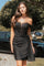 Cocktail Dresses Fitted Short Cocktail Glitter Bodycon Homecoming Dress Black