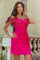 Cocktail Dresses Fitted Short Cocktail Glitter Bodycon Homecoming Dress Fuchsia