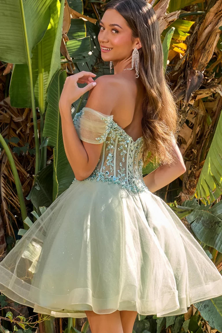 Cocktail Dresses A Line Short Beaded Sequin Cocktail Dress Sage