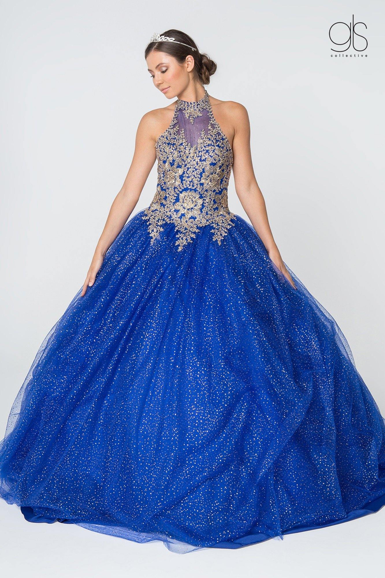 GLS Halter Ball Gown Quinceanera Dress - Mauve - 3XL