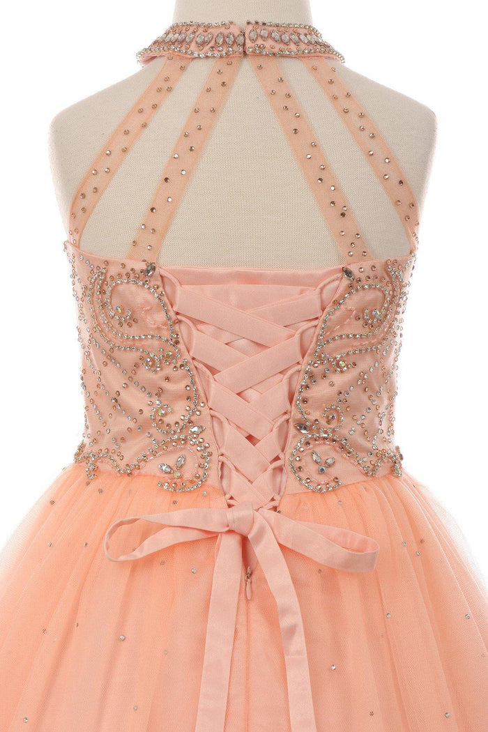 Halter Long Flower Girl Dress - The Dress Outlet Cinderella Couture