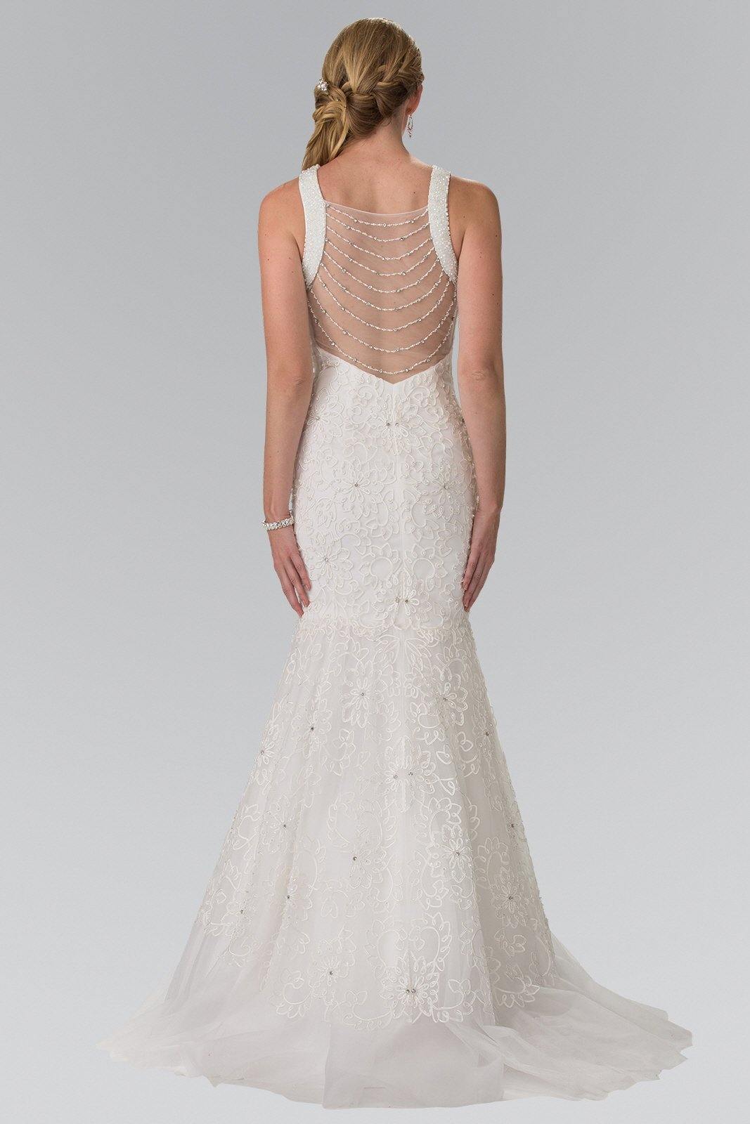 Halter Neck Mermaid Tulle Long Wedding Dress - The Dress Outlet Elizabeth K