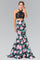 Halter-Neck Two-Piece Floral Print Long Prom Dress - The Dress Outlet Elizabeth K
