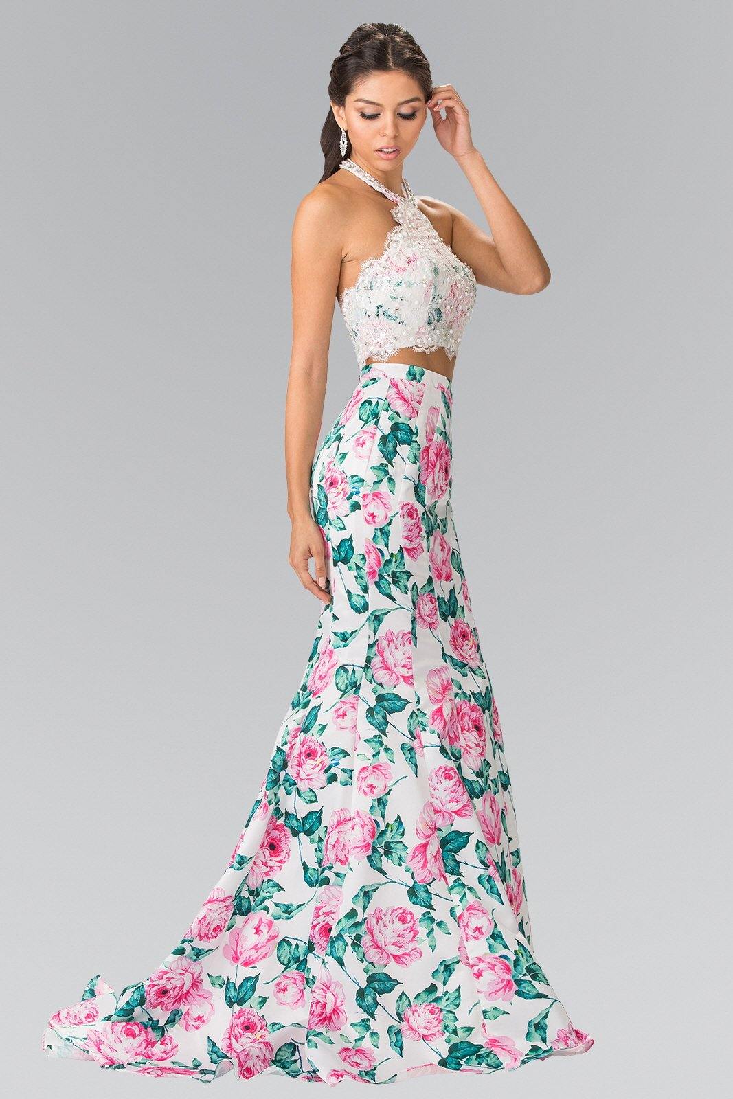 Two Piece Floral Cocktail Party Dress main image 0
