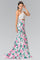 Halter-Neck Two-Piece Floral Print Long Prom Dress - The Dress Outlet Elizabeth K