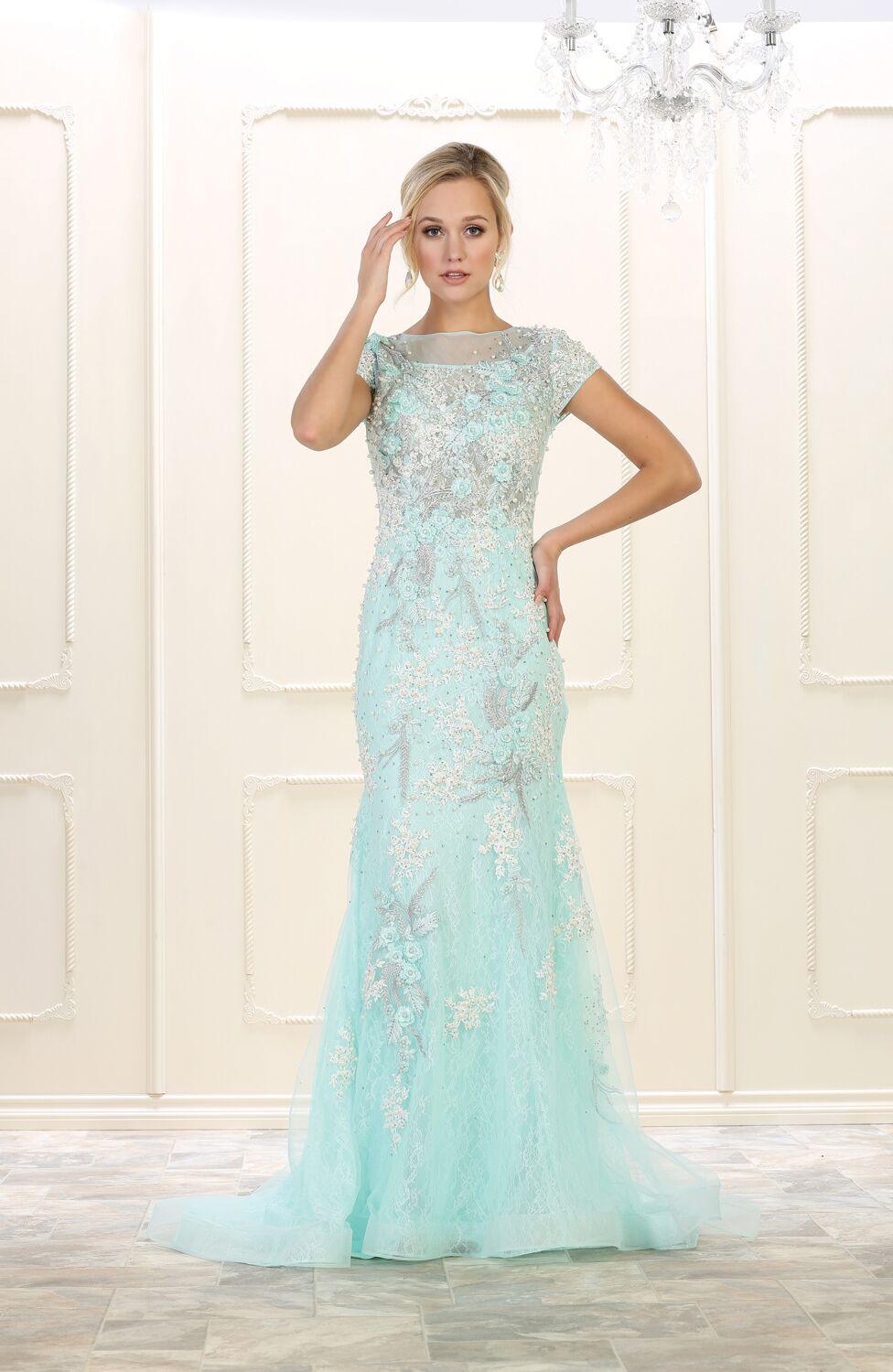 Hand Beaded Plus Size Prom Dress Evening Party Gown - The Dress Outlet May Queen