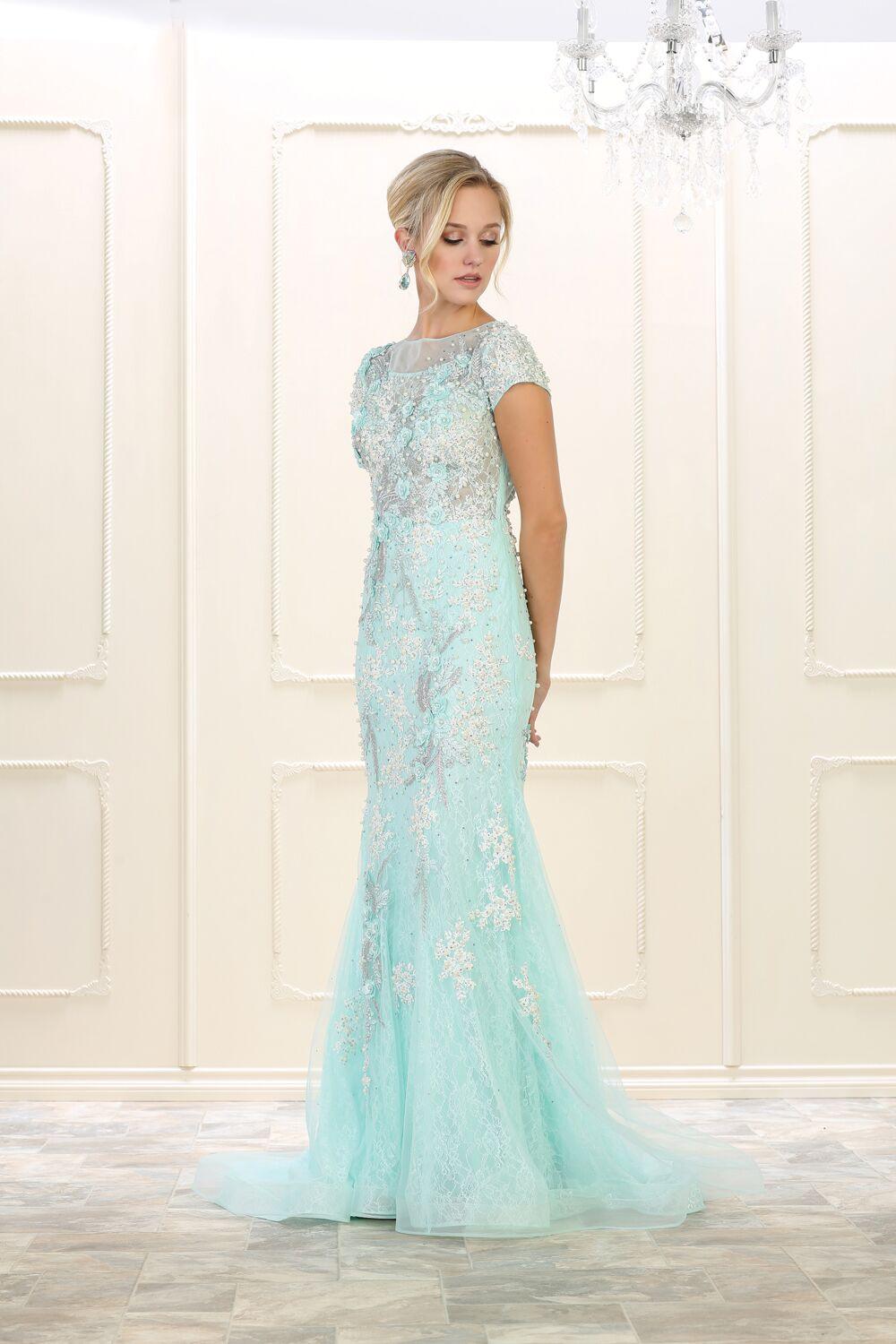Hand Beaded Plus Size Prom Dress Evening Party Gown - The Dress Outlet May Queen