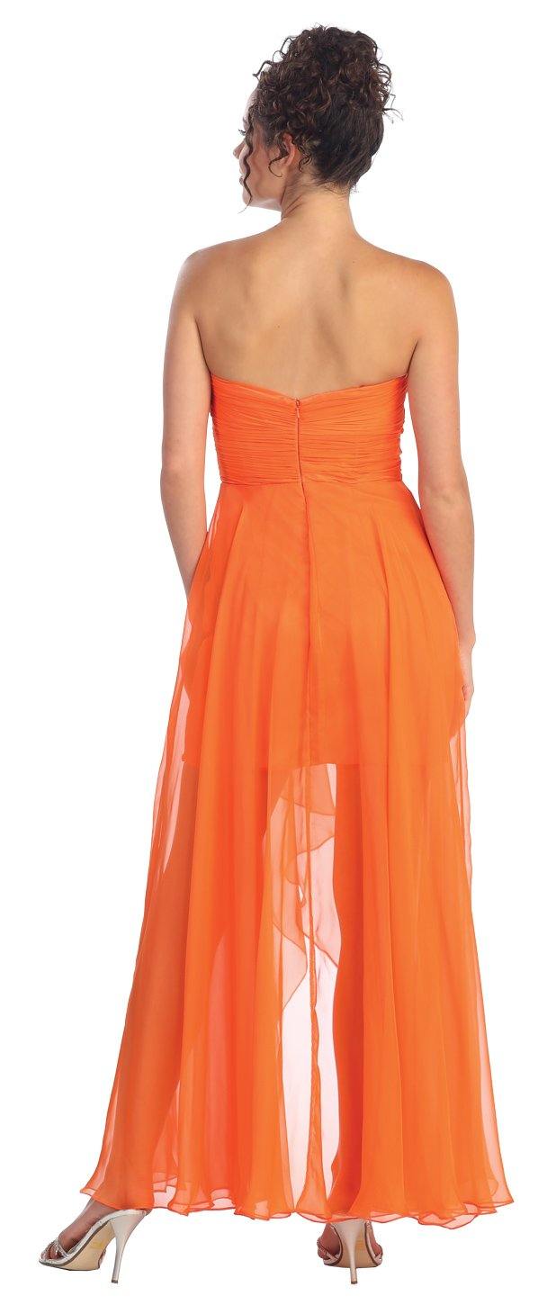 High Low Dress with Ruched Bust and Over Skirt