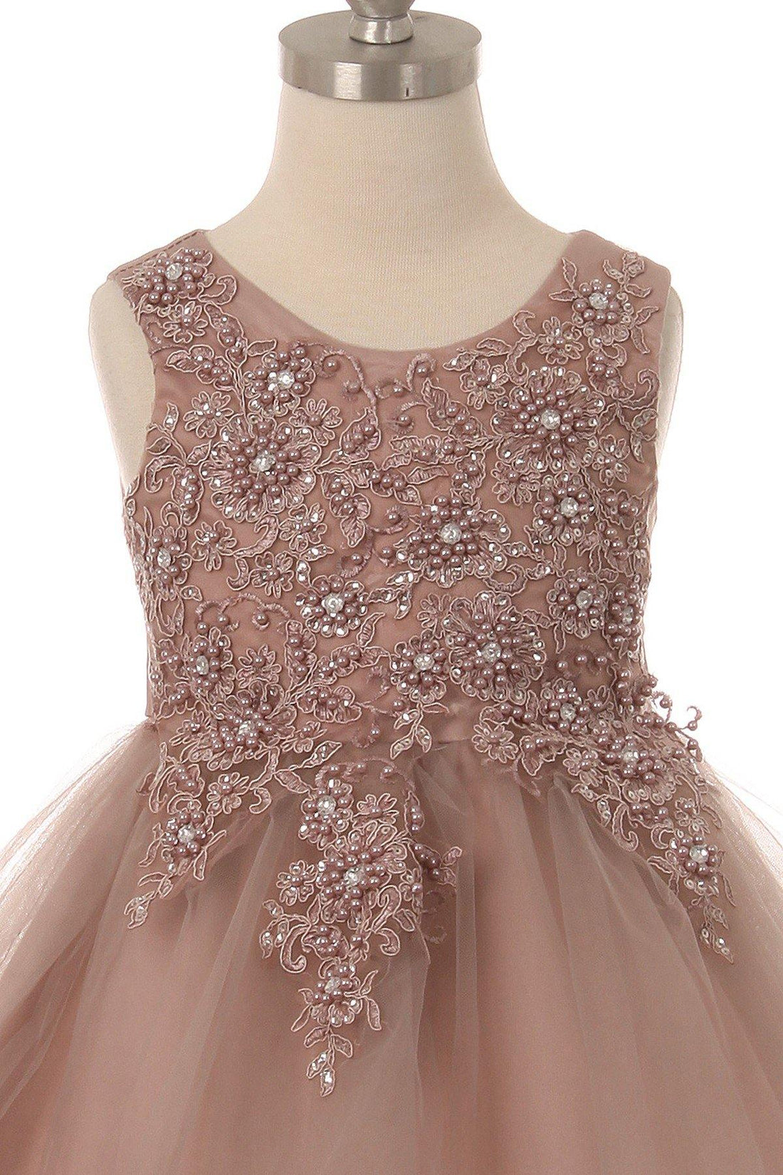 Fluffy Flower Girl High-Low Dress with Embroidery and Sequins