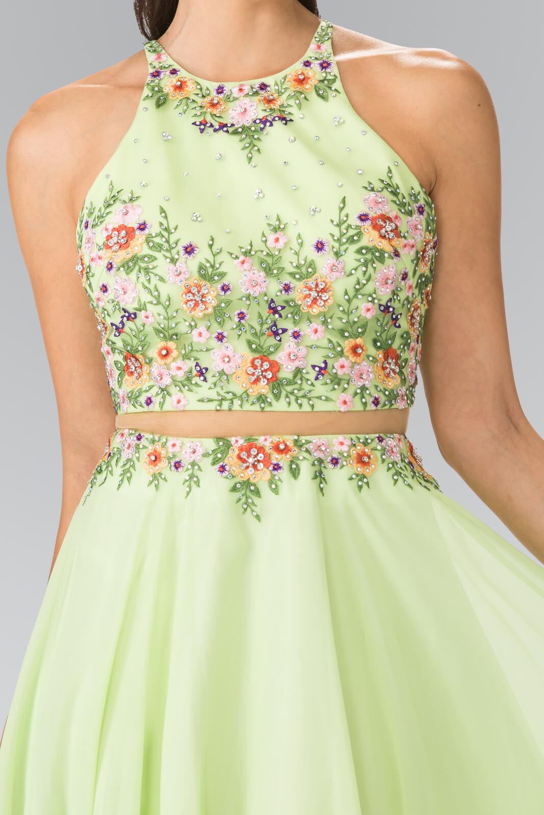 Elegant Two Piece Long Prom Dress,Summer Sleeveless Dress Y1324