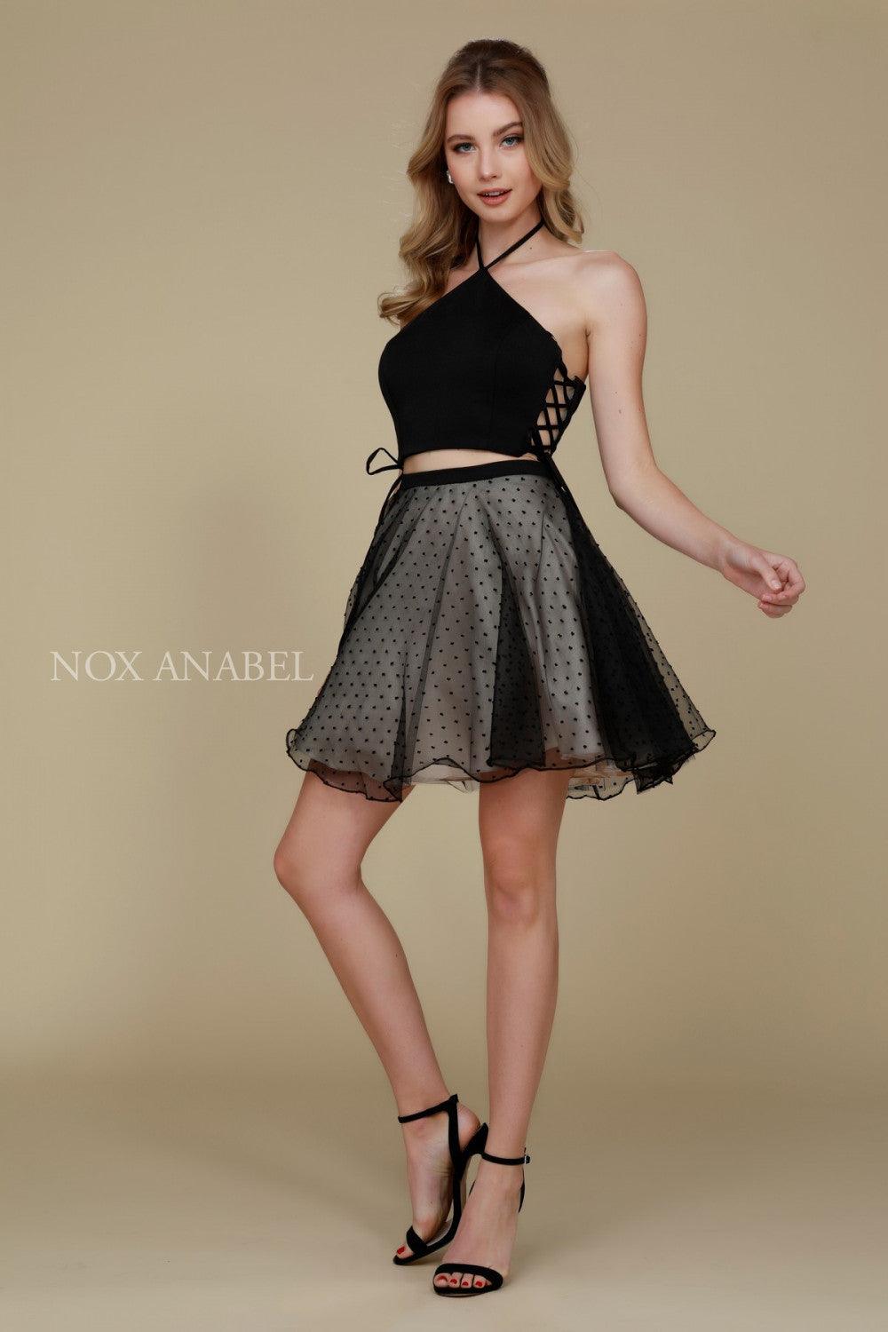 Sexy Two Piece Prom Dress Cocktail Black/Nude | The Dress Outlet Sexy Two Piece Prom Dress Cocktail Black/Nude | The Dress Outlet