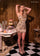 Cocktail Dresses Short Mini Cocktail Beaded Dress Nude Gold