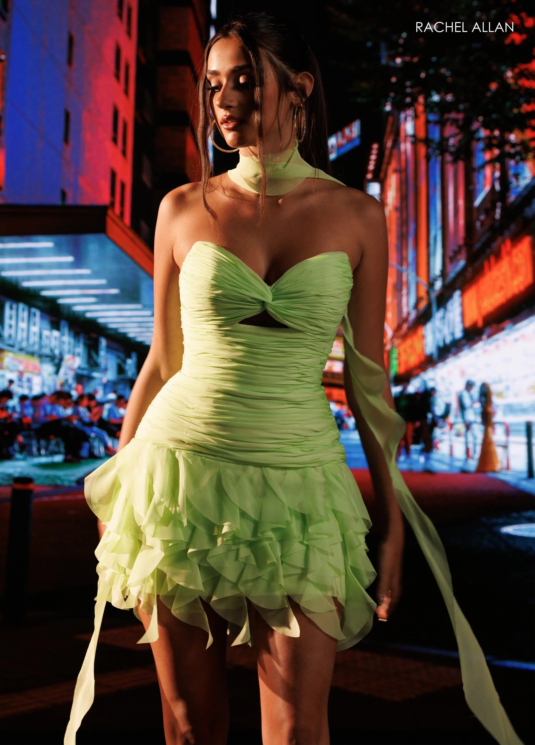 Sweetheart Mini Chiffon Cocktail Fit & Flare Rachel Allan 40690