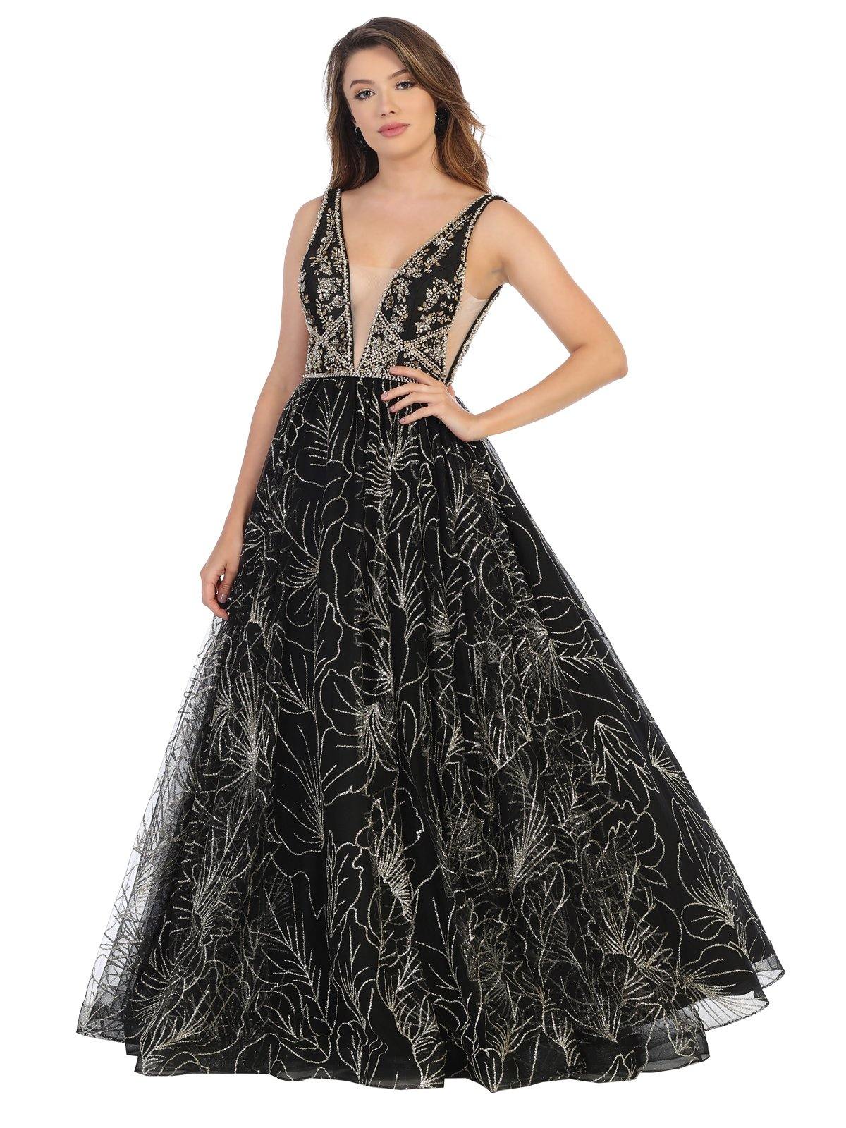 Homecoming Long Sleeveless Formal Prom Ball Gown - The Dress Outlet May Queen