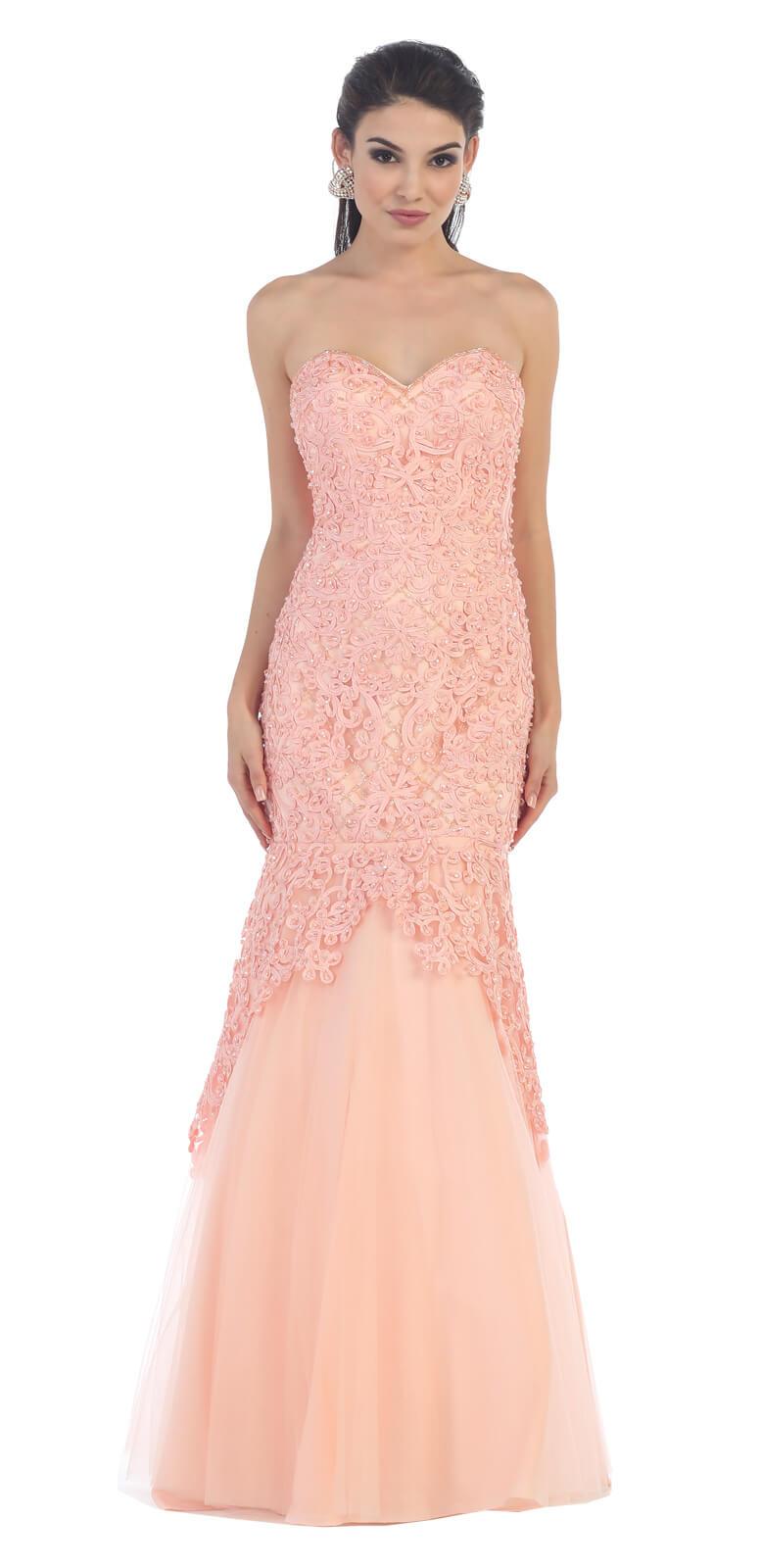 Homecoming Long Strapless Sweetheart Mermaid Prom Dress - The Dress Outlet May Queen
