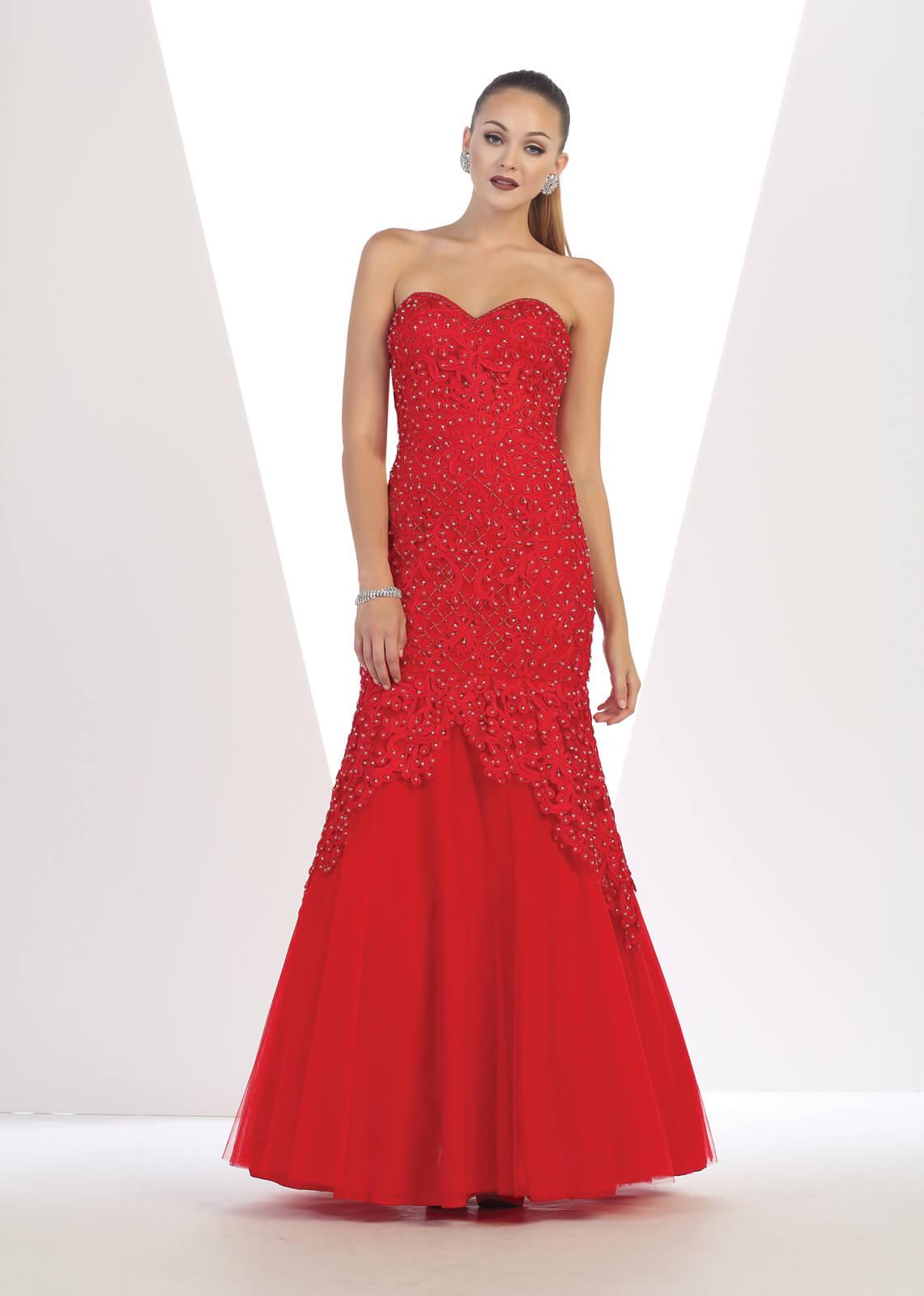 Homecoming Long Strapless Sweetheart Mermaid Prom Dress - The Dress Outlet May Queen