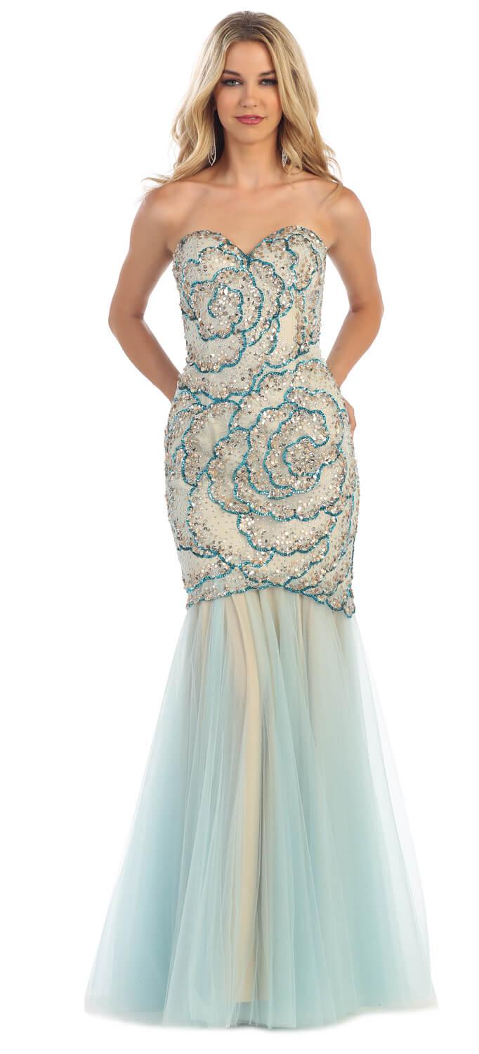 Homecoming Long Strapless Sweetheart Prom Formal Dress - The Dress Outlet May Queen