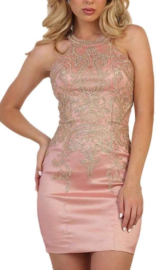 Homecoming Short Cocktail Halter Prom Dress - The Dress Outlet May Queen