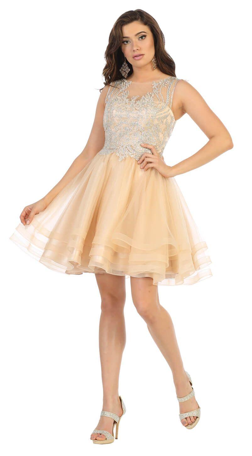 Homecoming Short Cocktail Prom Plus Size Dress - The Dress Outlet May Queen